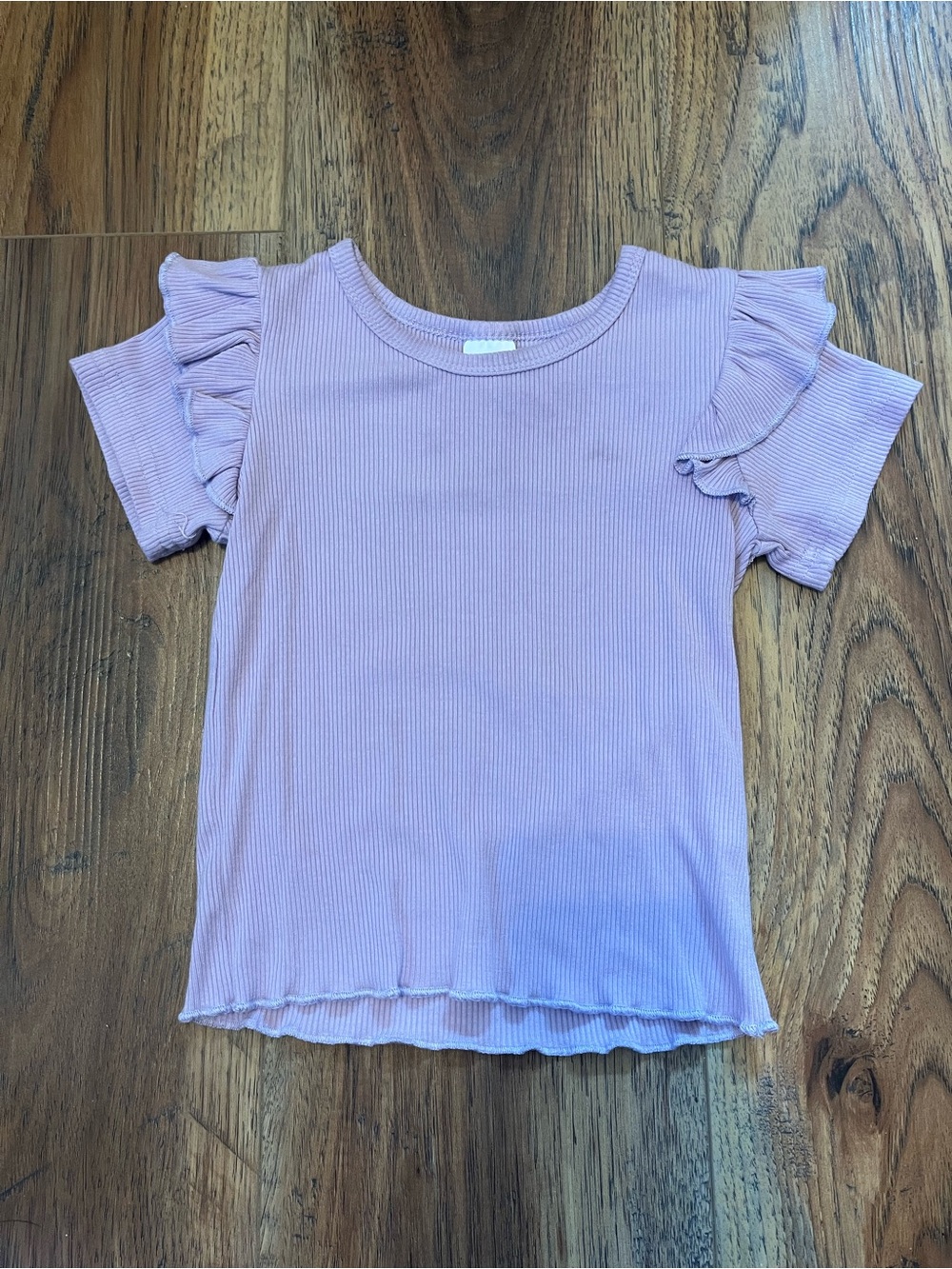 Girls Ruffle Sleeve Ribbed Top